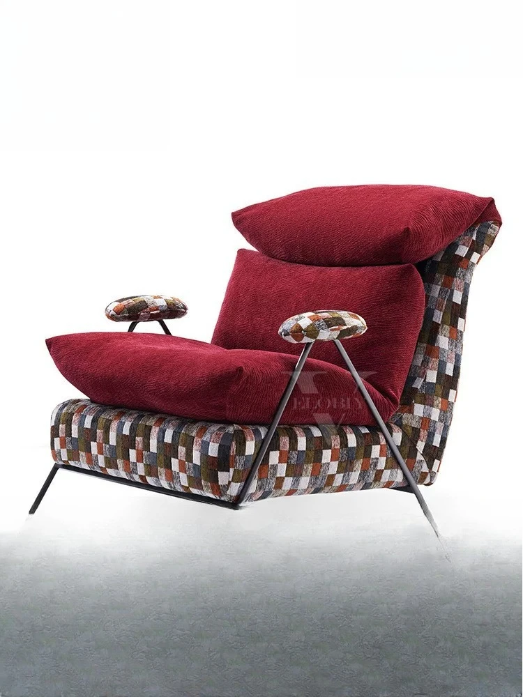 

PYJ retro style light luxury high-end leather cloth down living room single sofa