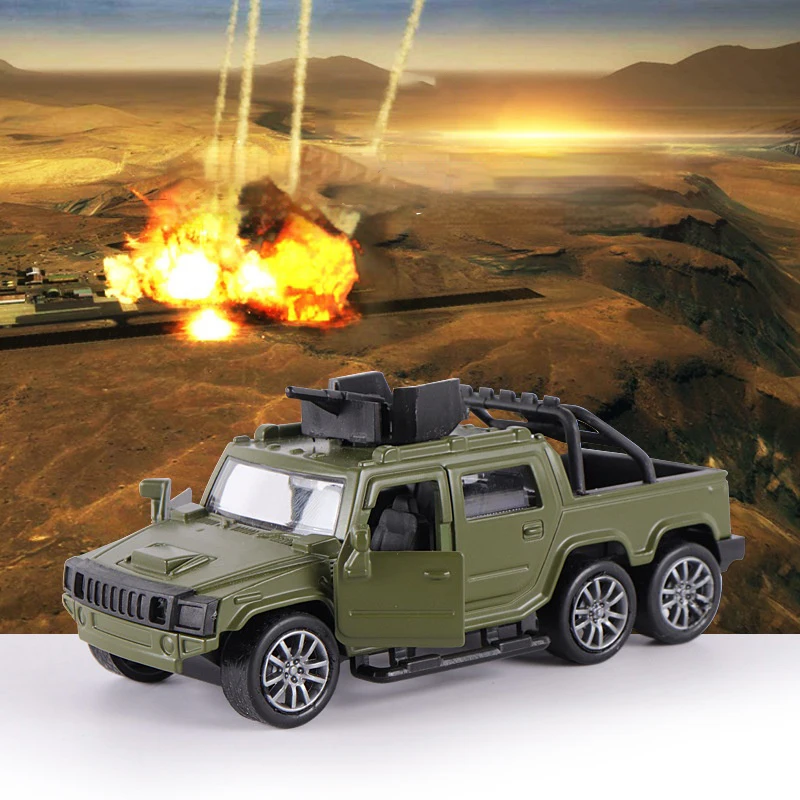 Military Vehicle Alloy Toy Model 1/36 Scale with Spring-Loaded Action - Authentic Replica for Kids - Play & Collectible