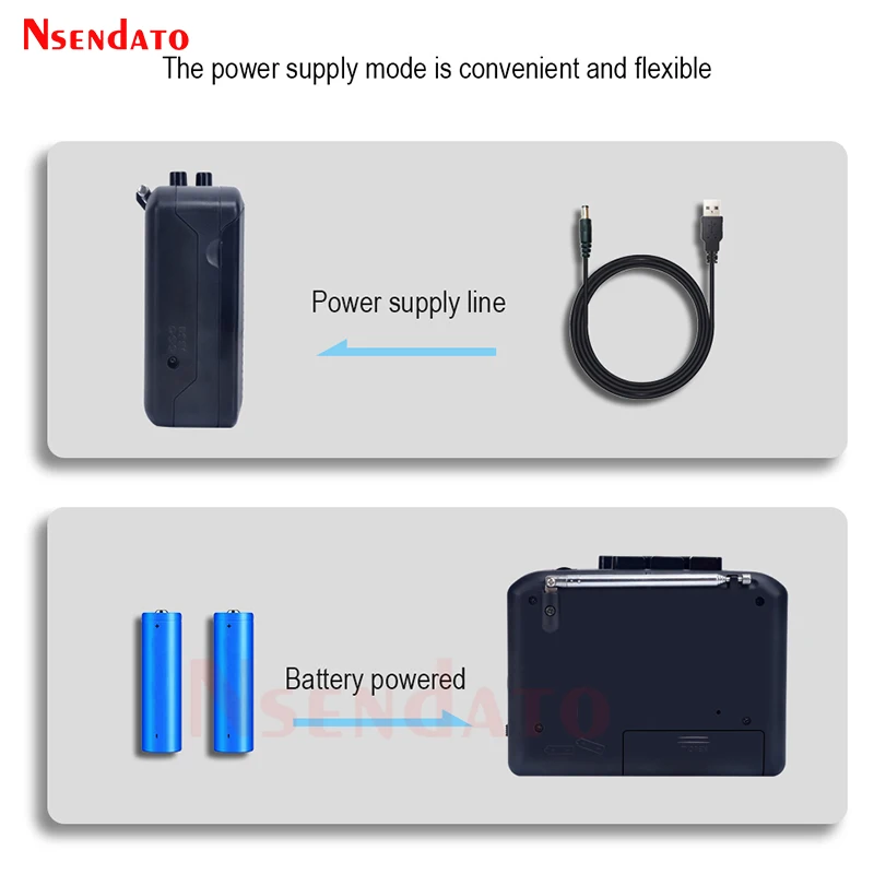 Portátil Super Radio Cassette Player com alto-falante, AM/FM rádio, leitor de música, gravador, adaptador para gravadores de fita