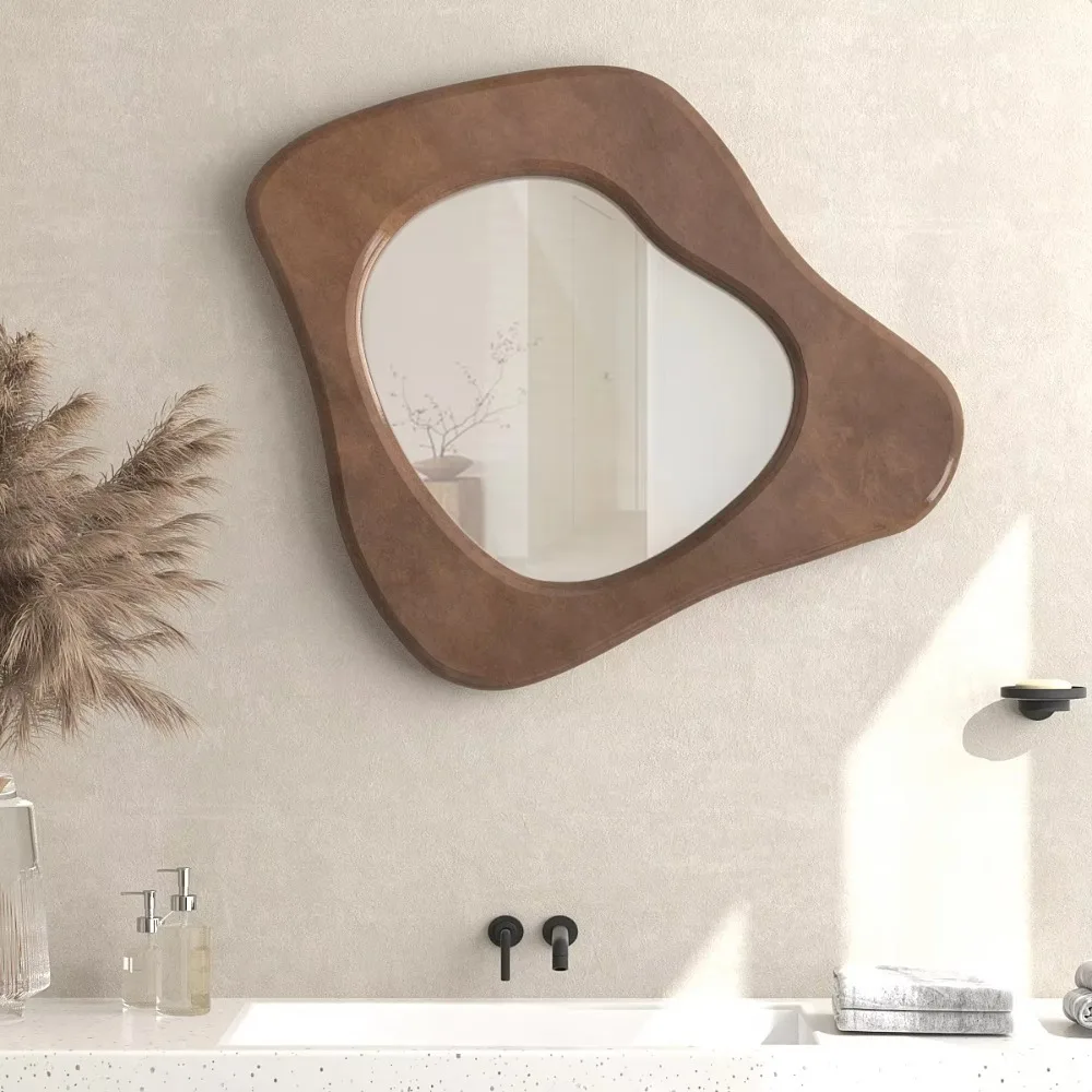 Beam modern mirror decorative wall hanging wooden irregular porch living room home decoration mirror