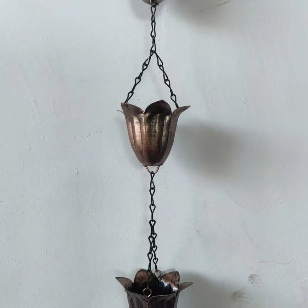 Rain Chain For Garden Gutter Downspout Tulip Design Decorative Drainage System Exterior Yard Water Feature Art Decor