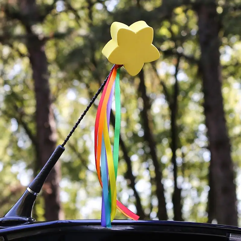 [X6O] Colorful Star Streamer Universal Cute Cool Car Antenna Topper Cover Decoration Accessories
