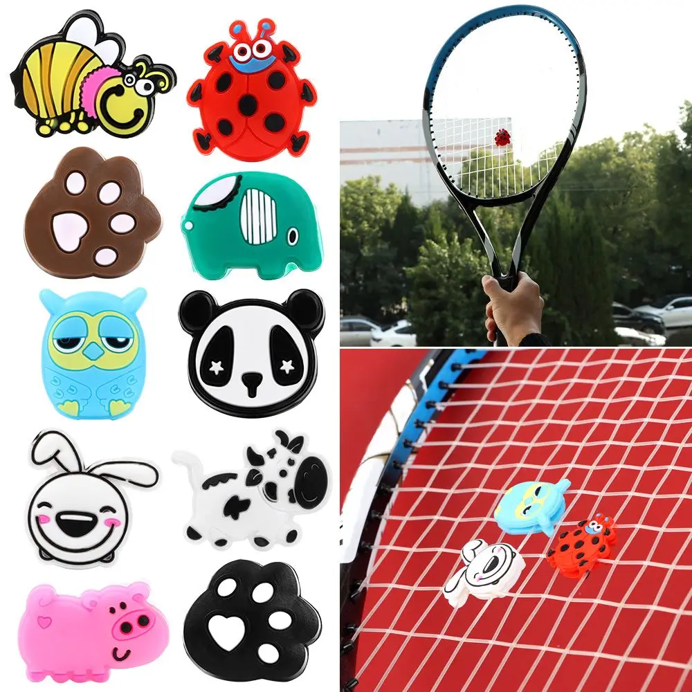 Raqueta de tenis de silicona antigolpes de animales de dibujos animados encantadores, amortiguadores de vibración, accesorios de tenis, 1 pieza