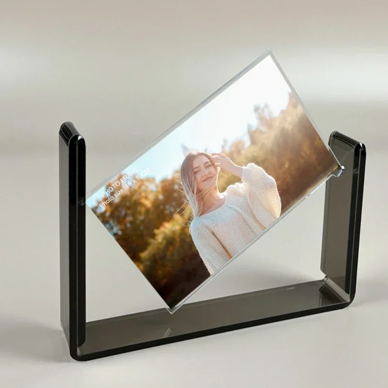 Creative Double-sided Rotating 6-inch High-definition Transparent Acrylic Photo Frame for Weddings and Home Decor