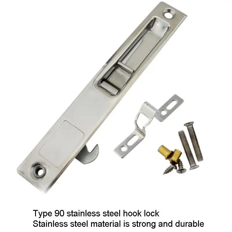 Aluminum Alloy Window Lock Sliding Door Window Stainless Steel Hook Lock Pan Glass Window Hook Bar Single-Sided Lock ventana