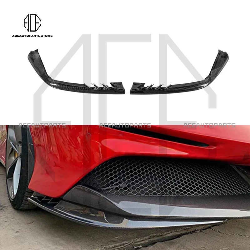 

Dry Carbon Fiber Front Lip For Ferrari SF90 Front Splitters Flaps Corner Wrap 2019+ Dry Carbon Fiber Bodykit