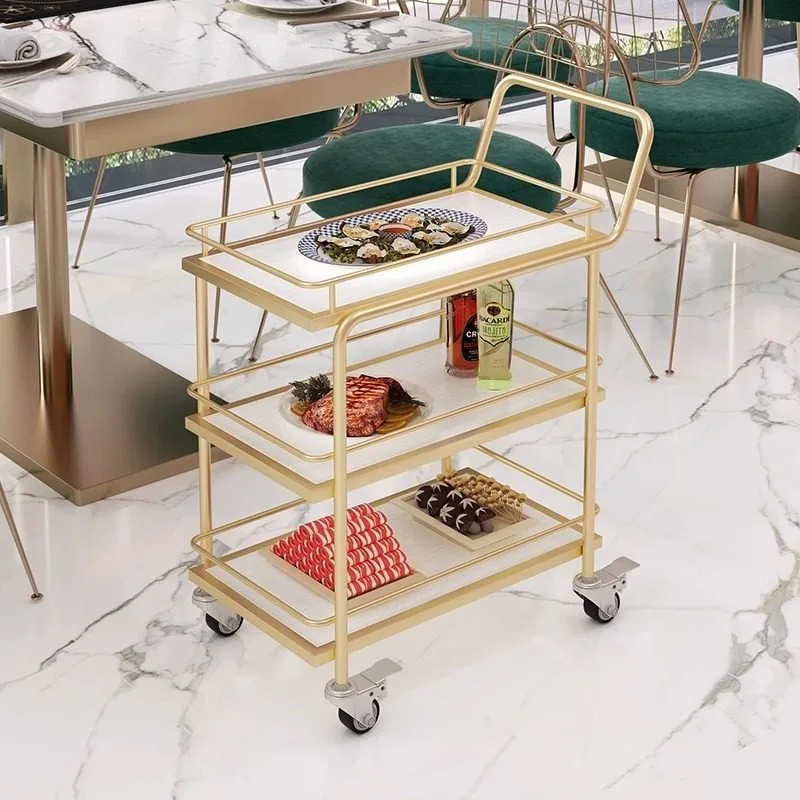Commercial Heavy Duty Stainless Steel Hotel Service Cart Housekeeping Service Utility Cart Quiet Lockable Casters Cart Trolley