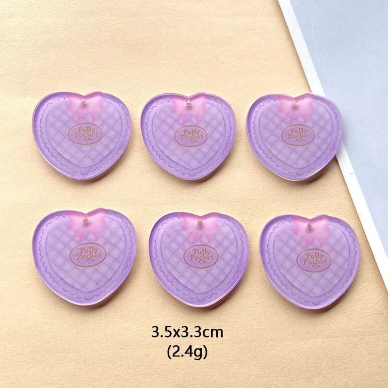 10pcs Heart Grid Pocket Bag Earring Charms Funny Cute Doll Acrylic Pendant For Earring Keychains Diy Jewelry Make