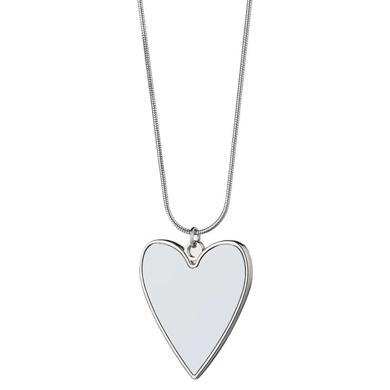 10pcs Sublimation Blank Heart Pendant Necklace Heat Transfer Print Blank Charm Necklace for Creative Women Men Jewelry Gift