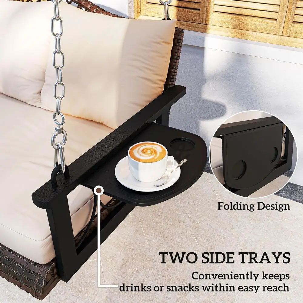 3-Person Wicker Porch Swing 4