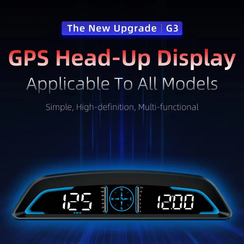 G3 Multifunction Intelligent Dashboard GPS HUD Digital Speedometer Clock Compass Altitude Overspeed Alarm USB Port Universal Car