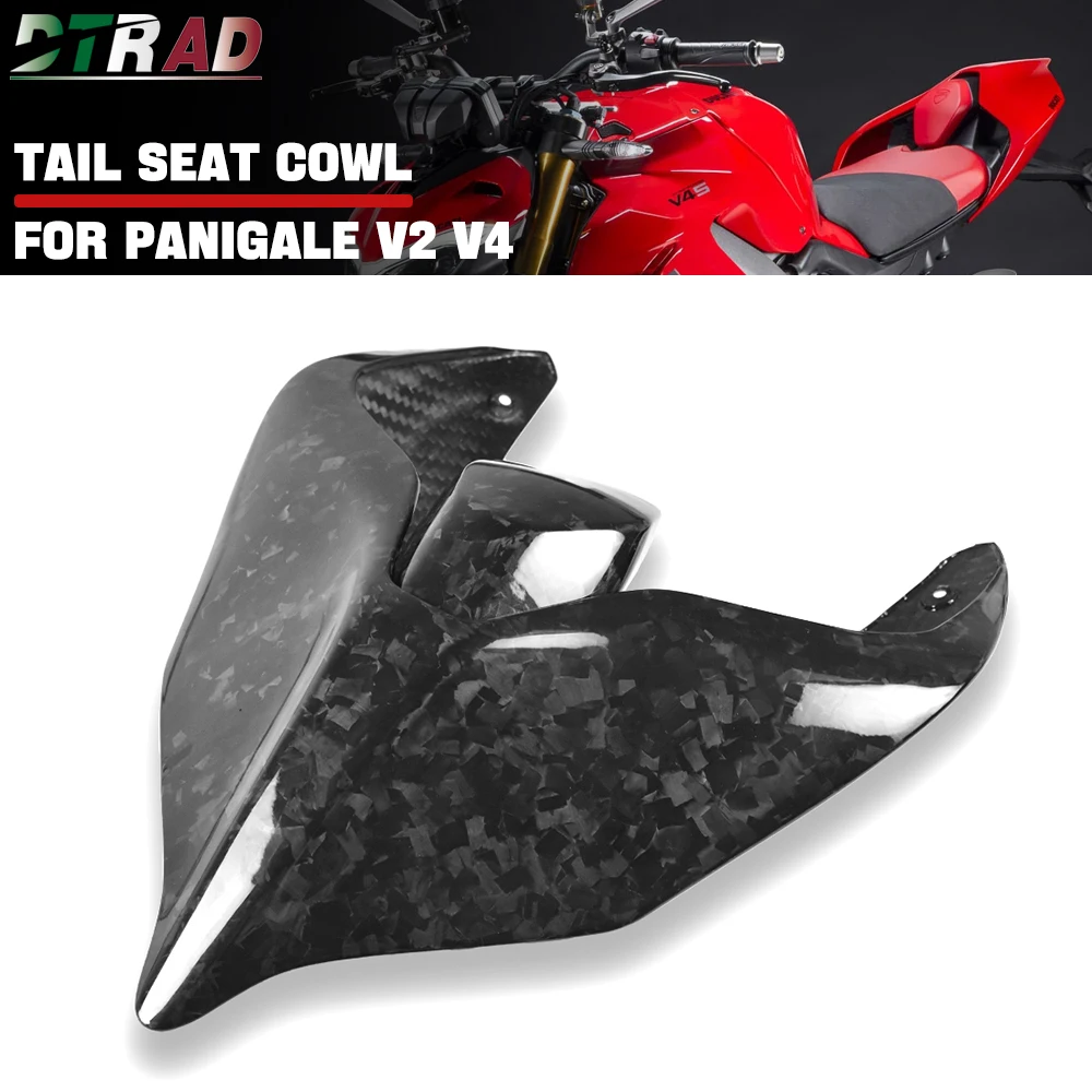 For DUCATI Panigale V4 S V4R Streetfighter V2 V4S 2018-2024 Carbon Fiber Rear Seat Cover Cowl Tail Hump Core Cover Forged Gloss