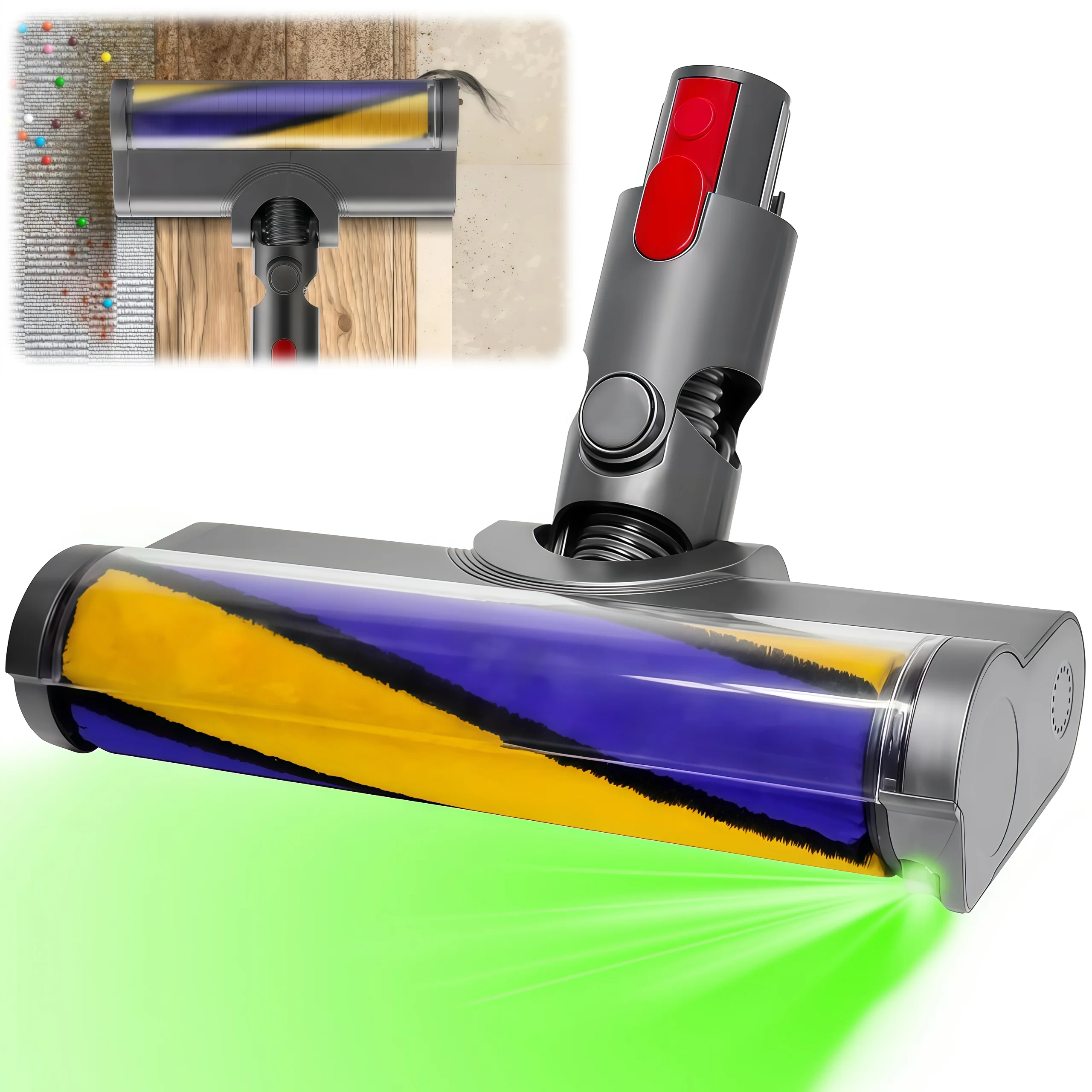 Quick-Release Soft Roller Brush Head for Dyson V7 V8 V10 V11 V15 Cyclone Cordless Vacuum Cleaner Laser Floor Brush Attachment