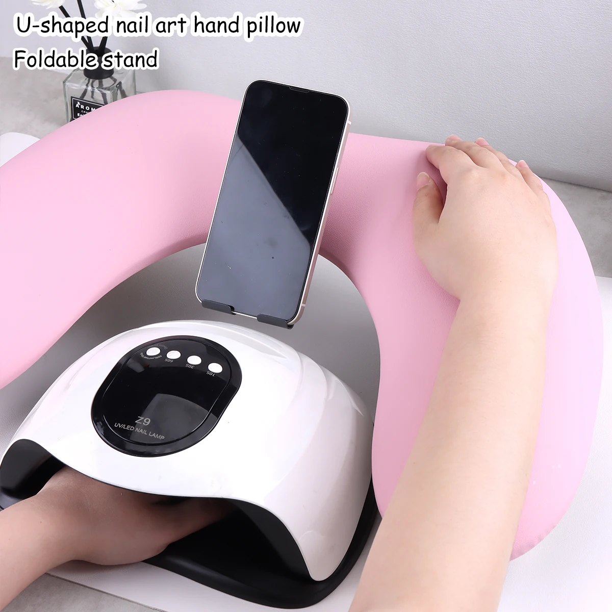 Russian-style manicure hand pillow, U-shaped butterfly, tilted wooden foldable slanted face pillow, simple and relieves fatigue.