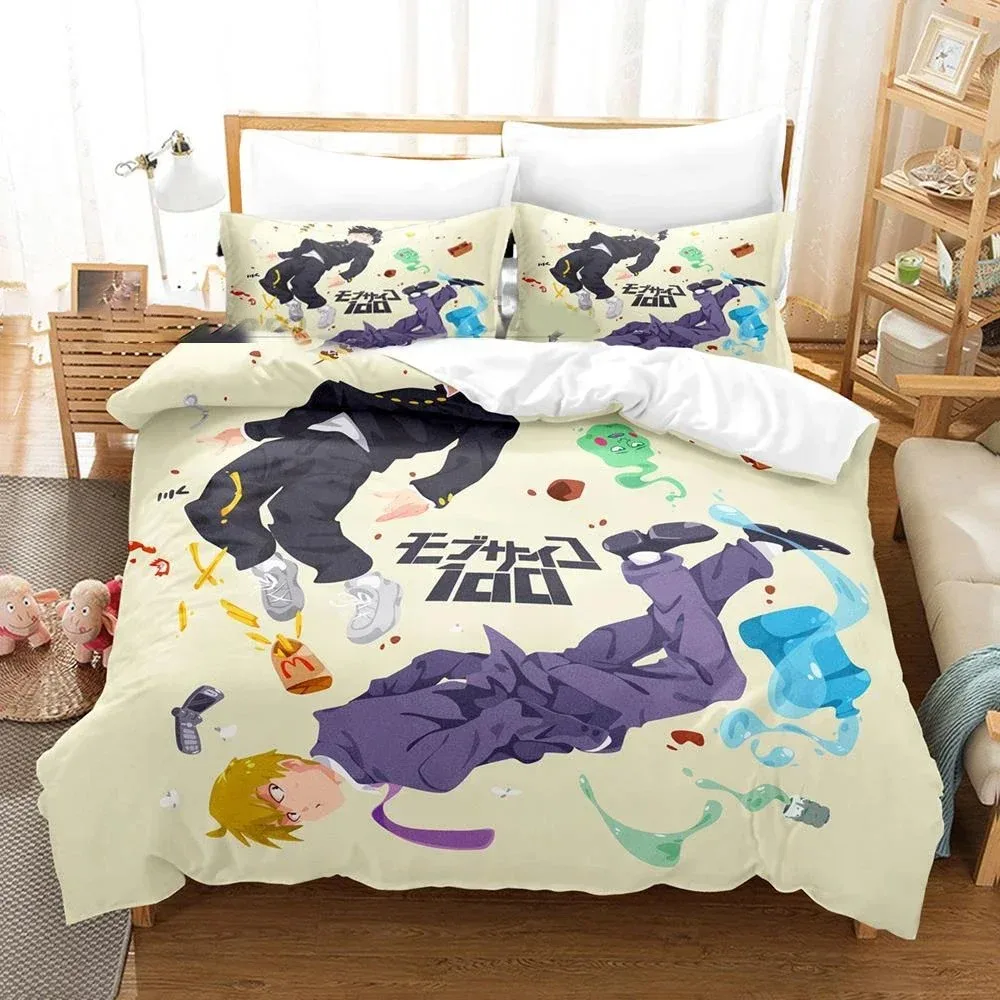 

3D Printed Mob Psycho 100 Bedding Set Anime Kageyama Shigeo Duvet Cover Double Twin Full Queen King Adult Kids Quilt Cover