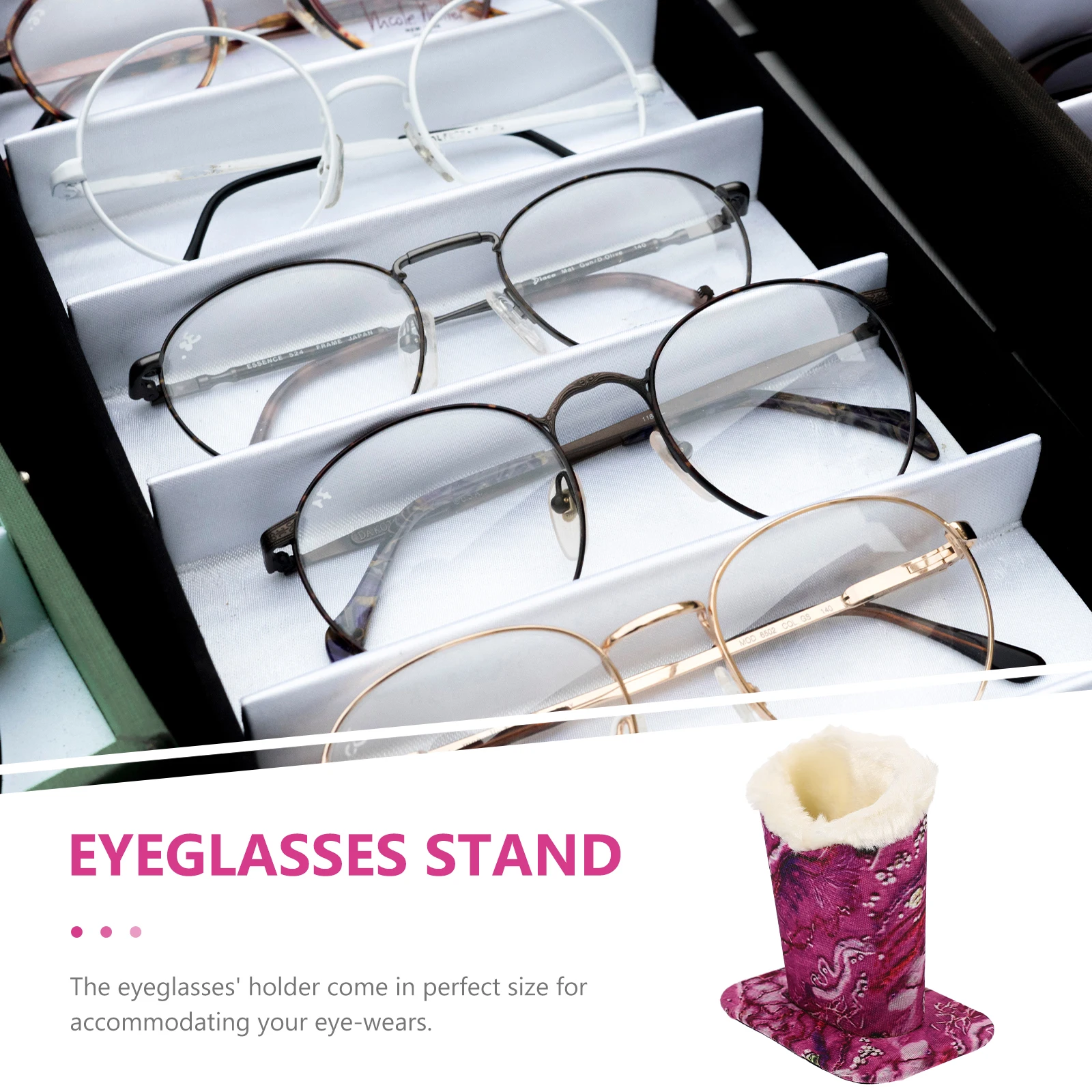 1pc Eye Glasses Stand Reusable Eyeglasses Holder Eyeglasses Display Stand Plush Sunglasses Holder PlushEyeglasses Storage Case