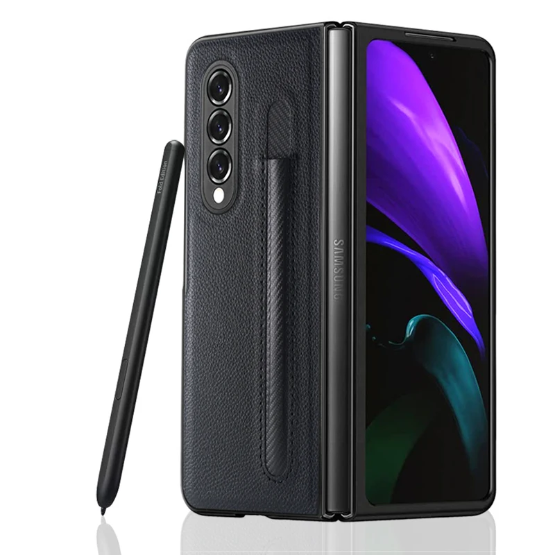 PU Leather Foldable Phone Case For Samsung Galaxy Z Fold Flip 4 3 2 5G 4G Built-In S Pen Holder Shockproof Protective Cover New