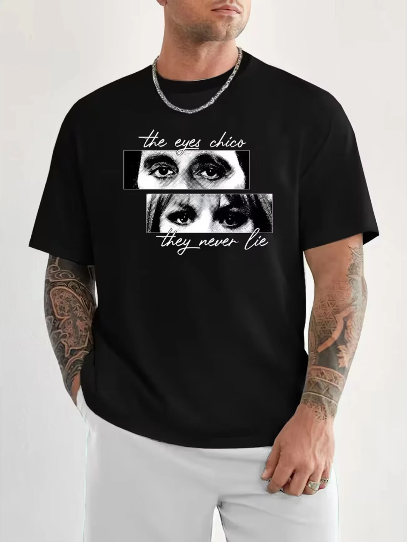 Men's Scarface The Eyes Chico They Never Lie T Shirt Men Women Casual Short Sleeve Crew Neck Tee Unisex Fashion Street Tops