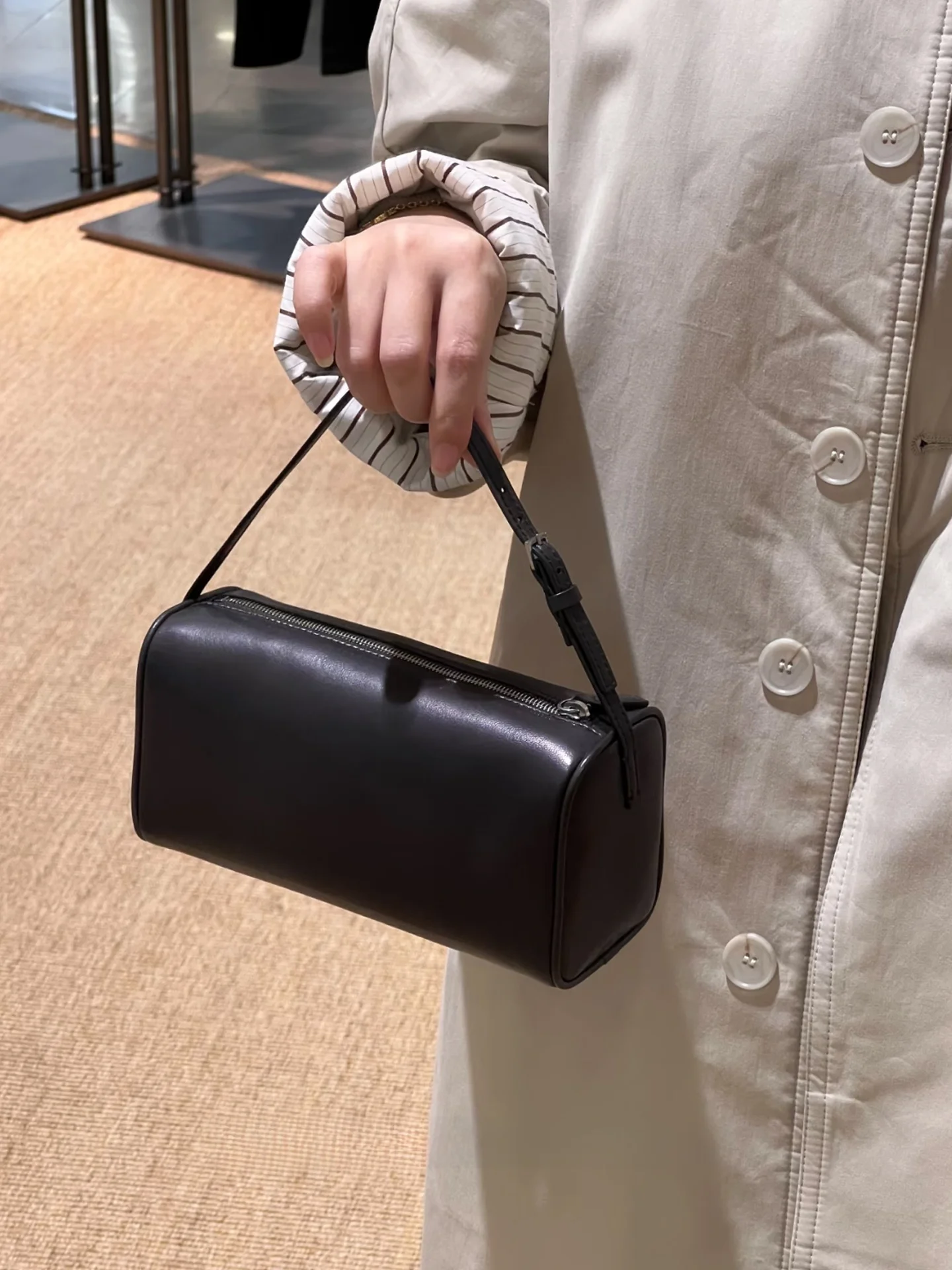 LIGFG 90S Leather Pencil Case Bag Sheepskin Genuine Leather Handheld Underarm Rectangular Soft Shoulder Detachable Women's Bag