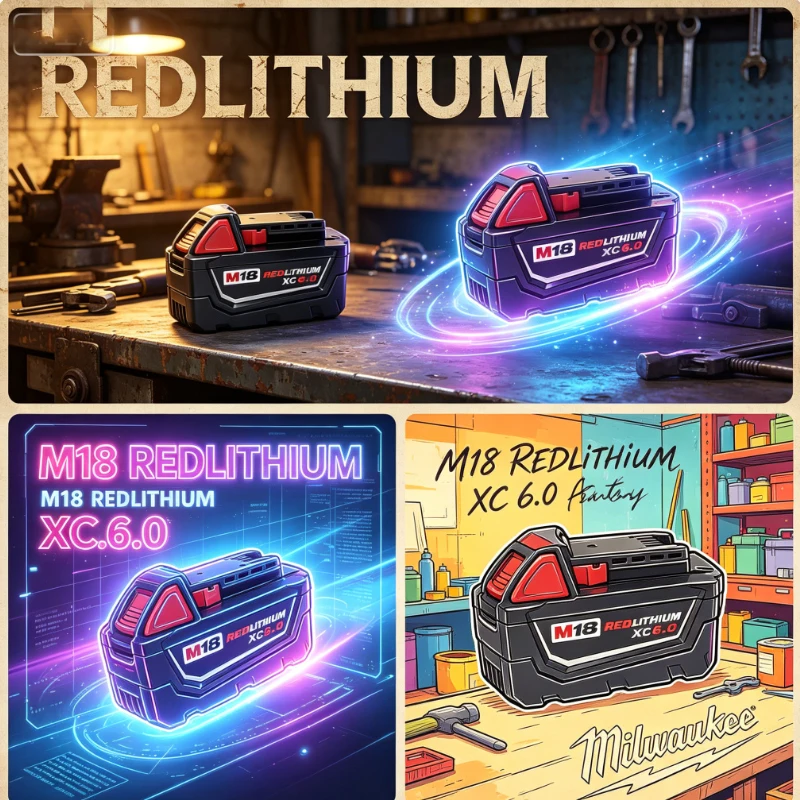 

18V Milwaukee M18 Battery, Vacuum Packed M18B6 6.0Ah Rechargeable Replacement Battery, Compatible with Milwaukee 18V Power Tools