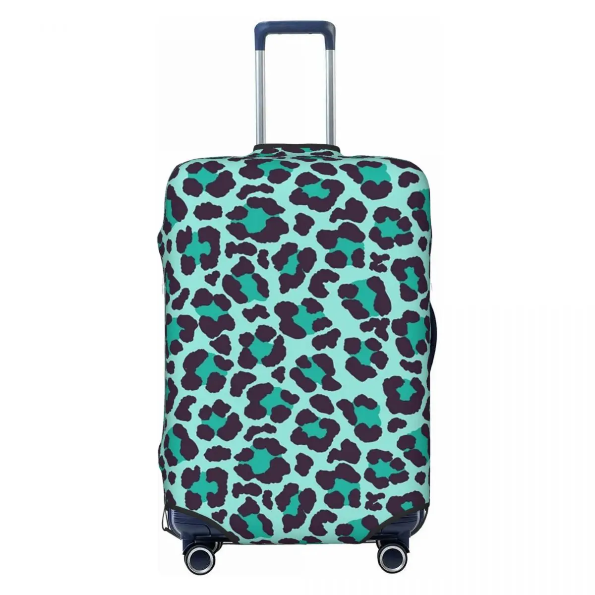 

Turquoise Blue Leopard Print Suitcase Cover Dust Proof Cheetah Pattern Luggage Covers Protector for 18-32 inch