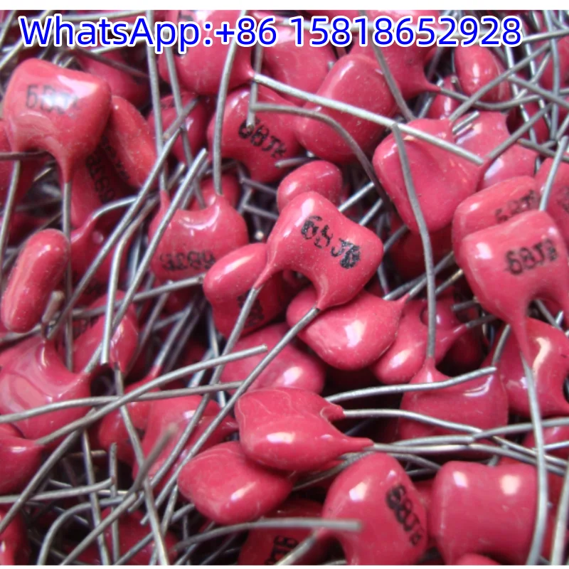 5 peças 500v 68pf 68p filme de cobre prata mica capacitor folha de cobre audiófilo chumbo de cobre através do furo capacitor não polar