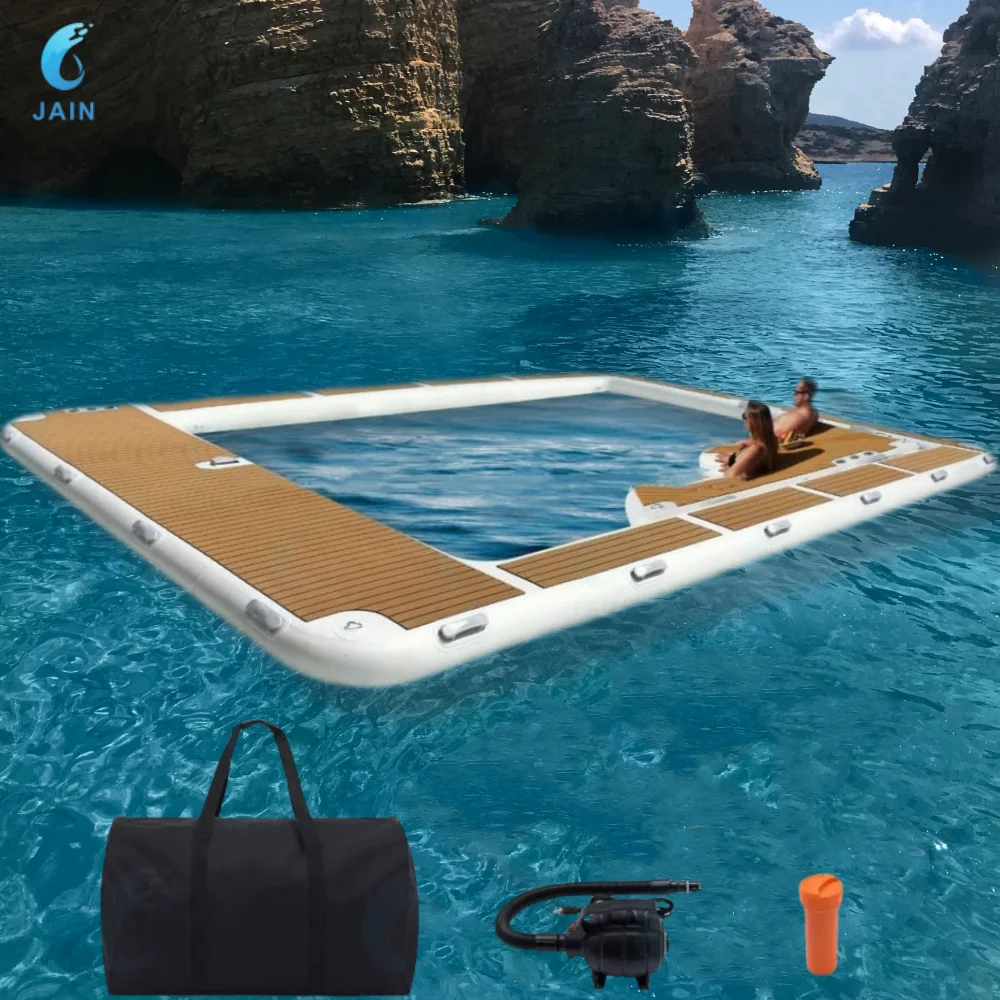 

Free Shipping Inventory 13Ft/4m EVA Non-slip Inflatable Floating Swimming Pool for Ocean&Sea Yacht Dock Platform Island with Net