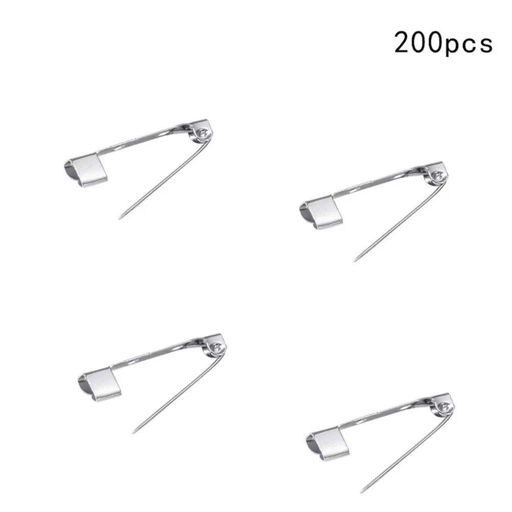 

200Pcs Safety Pins Alloy Brooch Back Bar Clasp Brooch 3cm Three Hole Silver for DIY Craft Sewing Jewelry Safety Pin