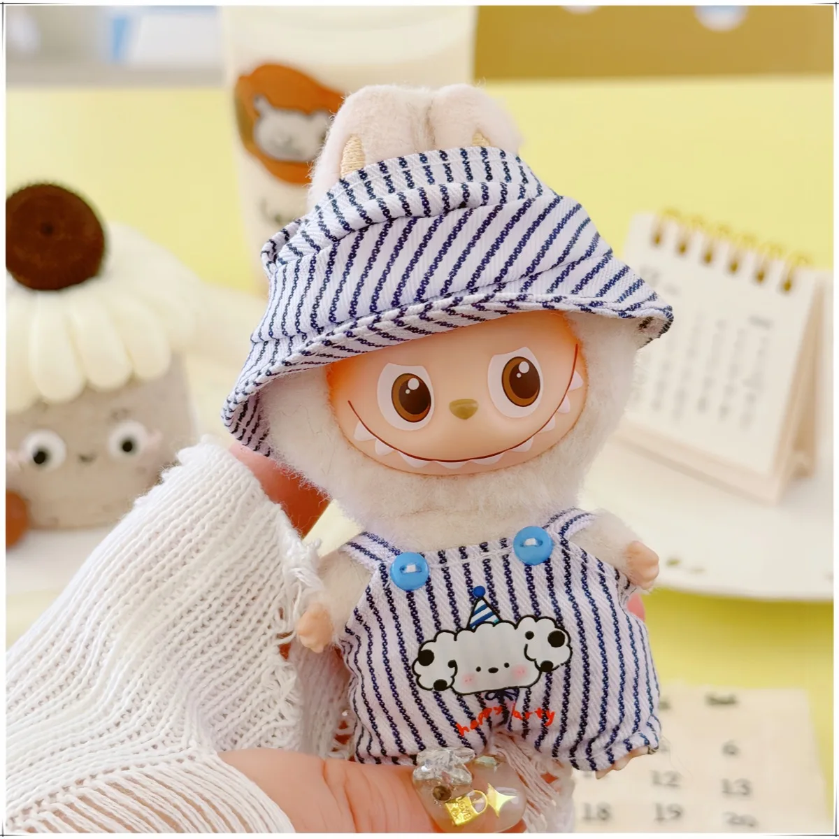 10-17 سنتيمتر Kawaii Labubu الملابس الكرتون شريط جرو مجموعة DIY بها بنفسك فستان المعبود ملابس دمى اكسسوارات اللعب أنيمي لعبة المحيط