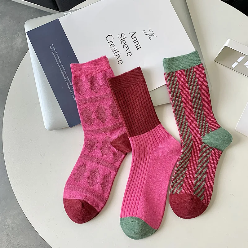 New Mid-Calf Women Cotton Socks FAutumn Winter Ins Japanese series Style Fashion Socks Lady Girls Student Sweet Retro Long Socks