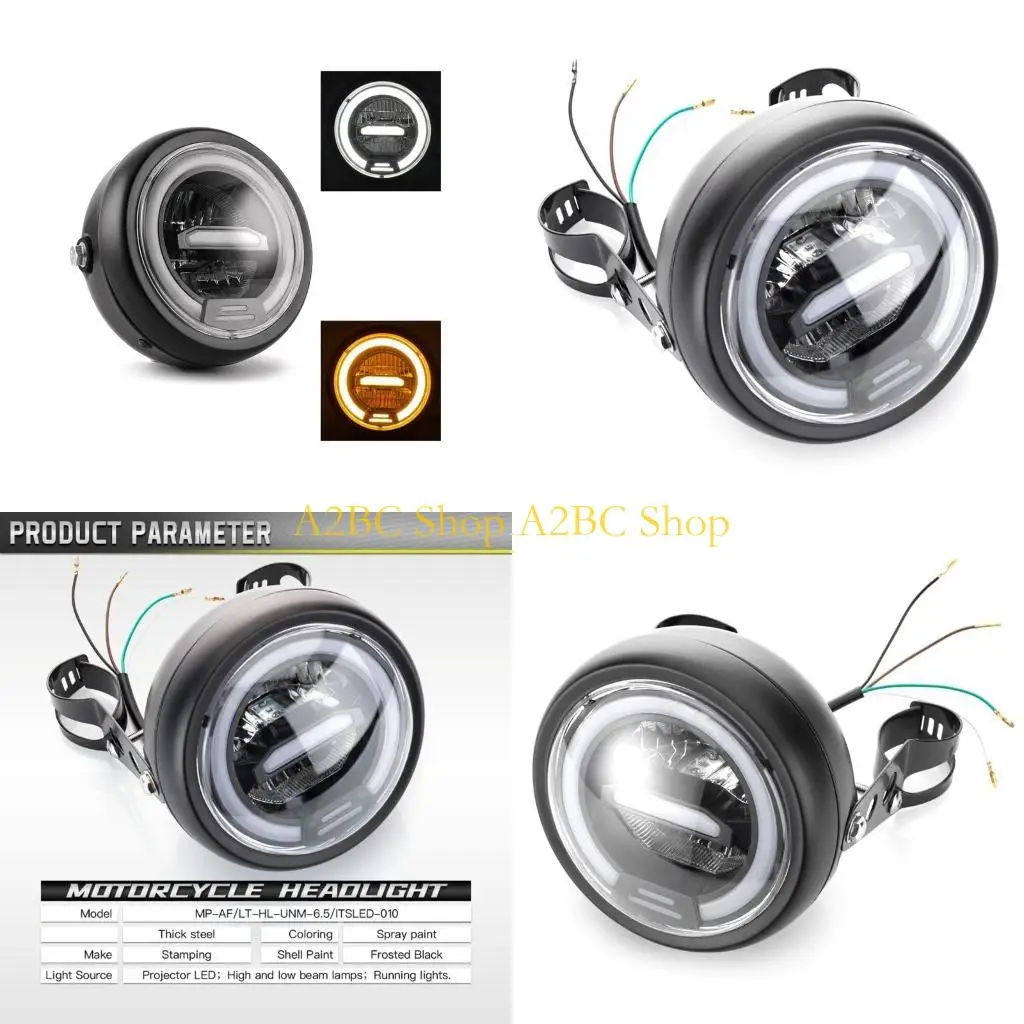 

A2BC 6.5 Inch Round LED Motorcycle Headlight with Brackets Assembly Suitable for Custom Bikes Cafe Racers Enhanced Visibility