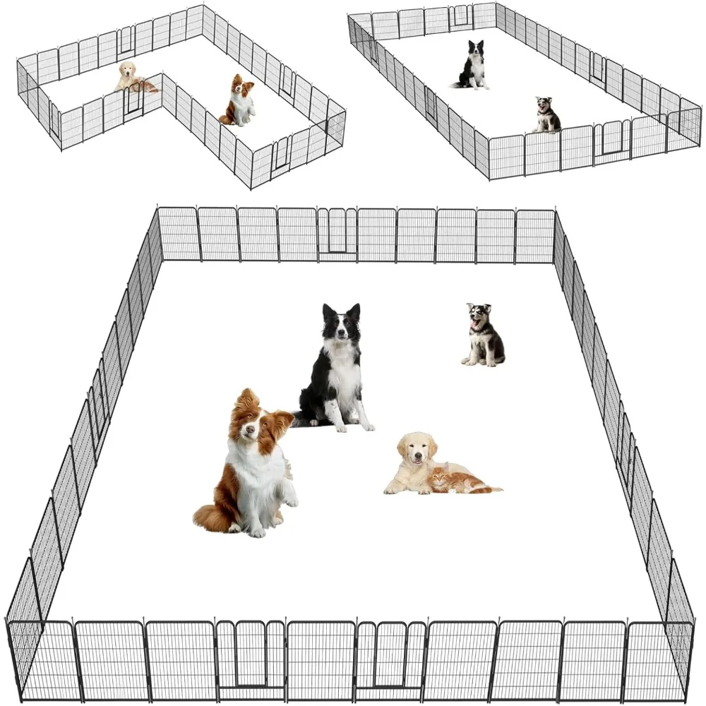 

Heavy duty folding indoor and outdoor rust proof dog fence, portable pet game fence with door