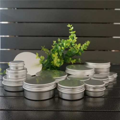 Imagen 2 del producto 5/10/15/20/30/50/60/80/100/110/150/200g caja de aluminio portátil redonda vacía latas de hojalata de Metal DIY crema tarro de plata recargable tetera