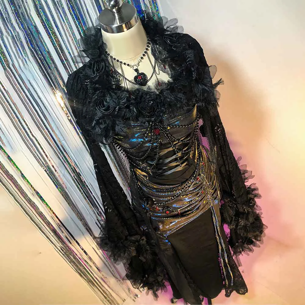 

Милое платье ручной работы в стиле готика, фей, хараджуку, Y2K, для подростков, в стиле E-Girls, 90-х, DIY, с цепями, в стиле гранж, эко, эмо, панк-рок, готический стиль