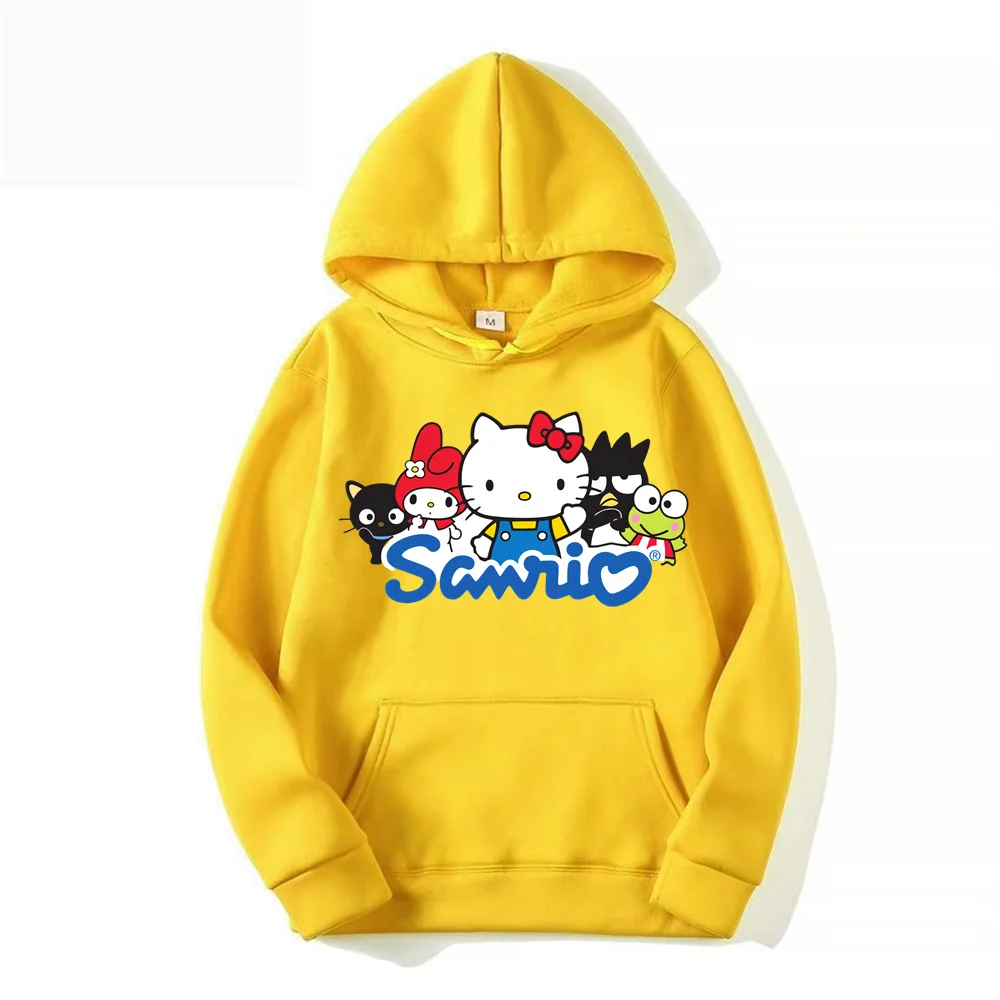 New Cartoon Fashion Hello Kitty Hooded Round Neck Pullover Hoodie Women Loose Oversized Top Hoodie Clothes Winter Clothes Women