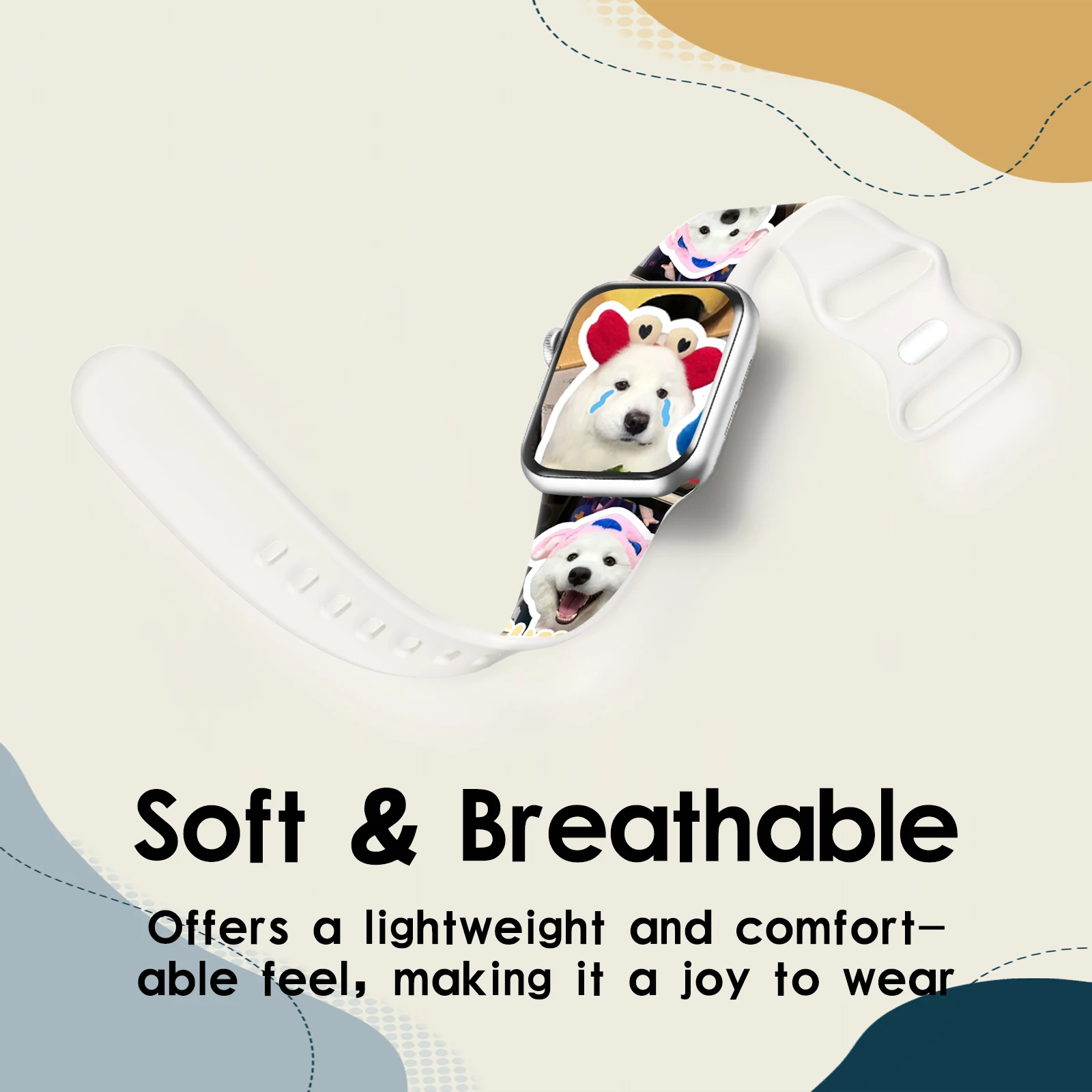 Cute pets Print Strap for iWatch 10 9 8 Silicone Band Replaceable Bracelet for Apple Watch 46mm 44mm 42mm 41mm Watchband