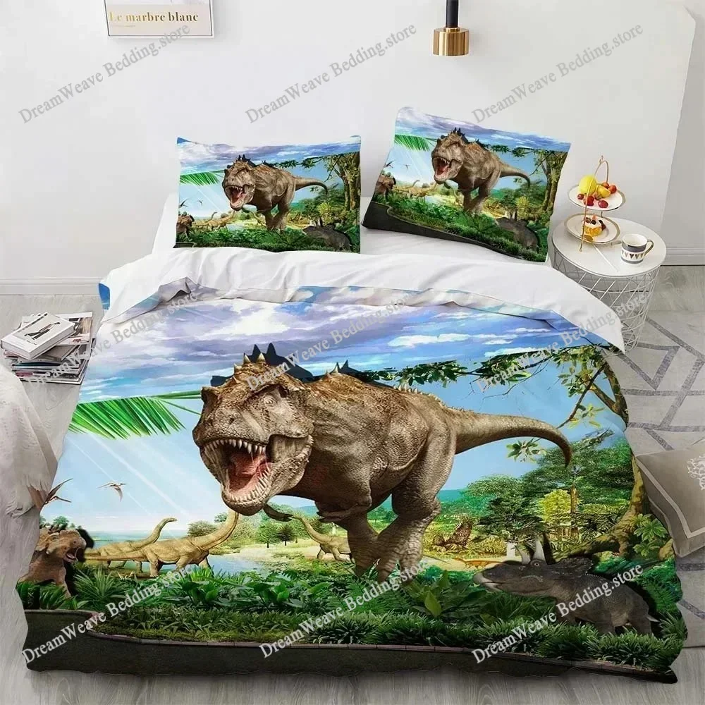 Bedding Decor 3D Dinosaur Bedding Sets Jurassic World Polyester Duvet Cover Sets Unique Dinosaur Bedding for Boys Adults Full Ki