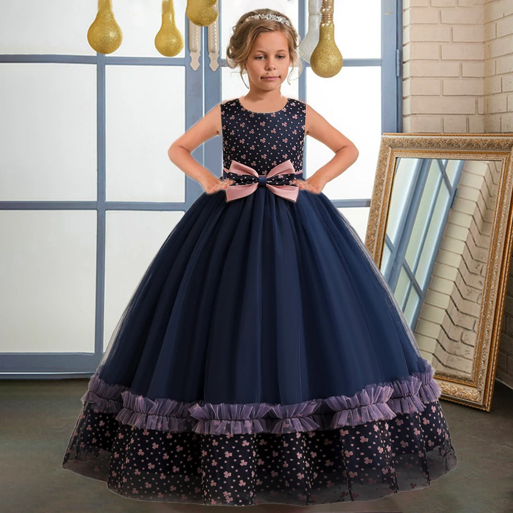 Summer Flower Girls Dress for Kids Wedding Elegant Tulle Bridemaids Princess Party Dresses Girl Prom Birthday Ball Gown Costumes