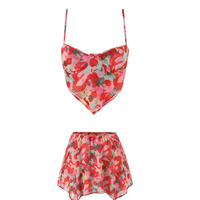

Новинка 2026 года, женский комплект с юбкой из 2 предметов с цветочным принтом для летнего пляжного отдыха