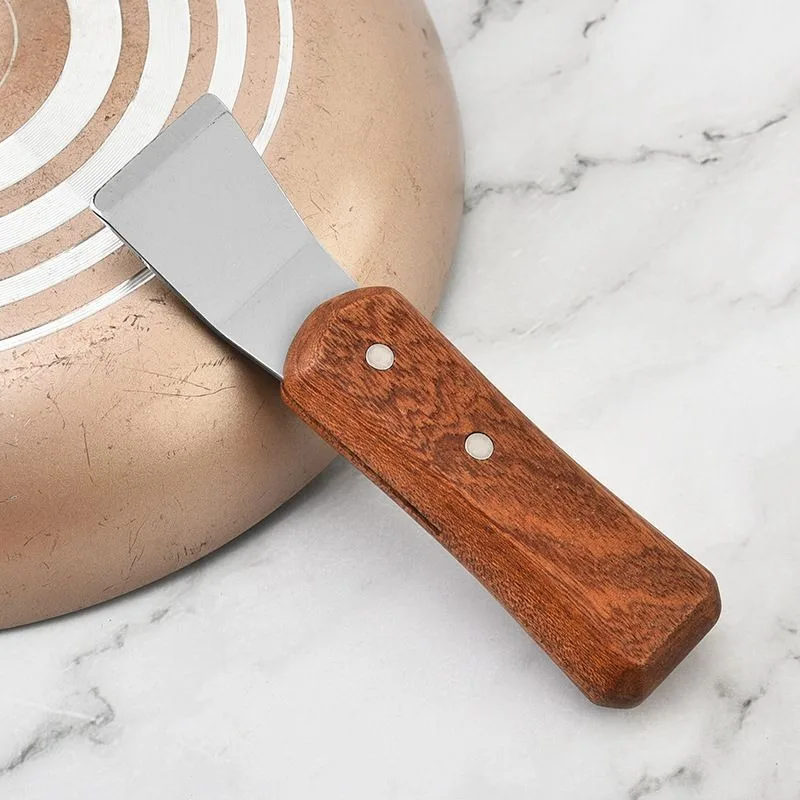 Stainless Steel Cleaning Blade, Wooden Handle  Bidirectional Wind Wheel Scraper Household Stove and Electrical Cleaning Tool - view 3