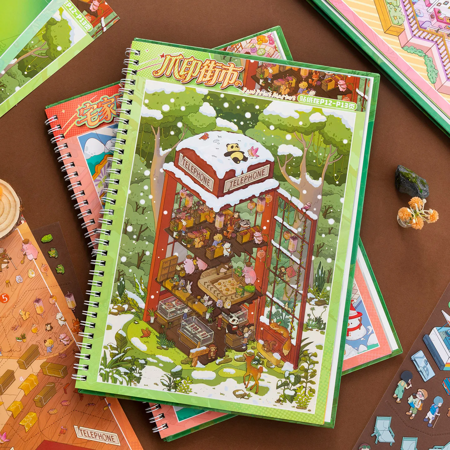 JIAMEI Square inch world Series Kawaii 3D Miniature Scene Sticker Book DIY Hand Stacked Pasting Stress Returning Sticker