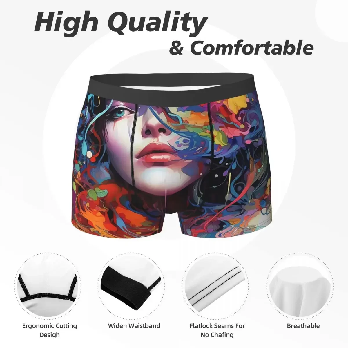 Boxer Underpants Shorts Abstract Faces Expressions Of Individuality Panties Male Soft Underwear for Homme Man Boyfriend Gift