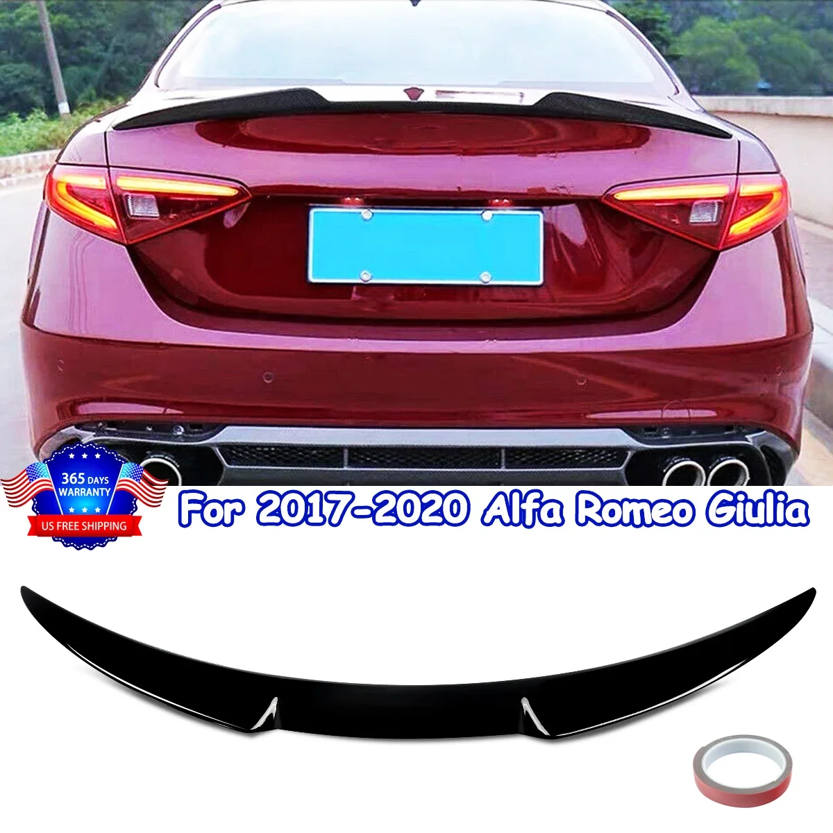 

FOR 2017-2022 ALFA ROMEO GIULIA VQ STYLE GLOSS BLACK DUCKBILL TRUNK SPOILER WING