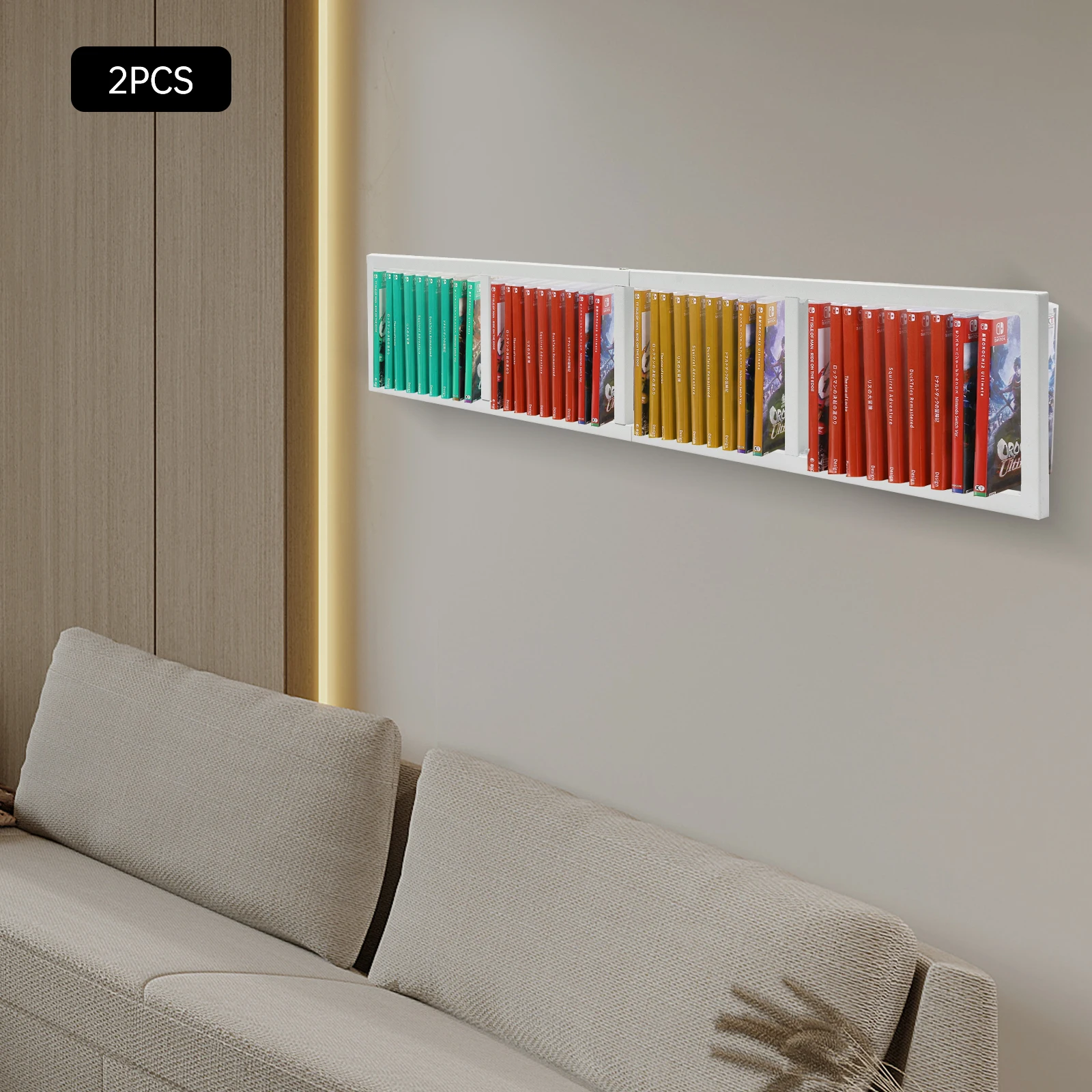 White Metal 34.2x6.2x3-inch Wall-mounted CD Rack Large-capacity Multi-layer CD Storage Rack Metal CD Storage Rack