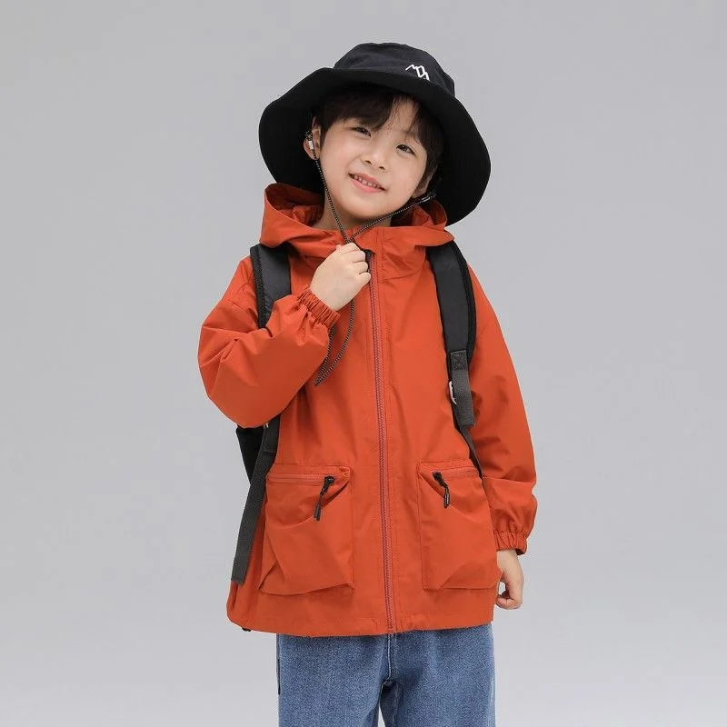 Boys Coat Jacket Cotton Outerwear Windbreak 2024 Orange Spring Autumn Overcoat  High Quality Children\'s Warm Clothing