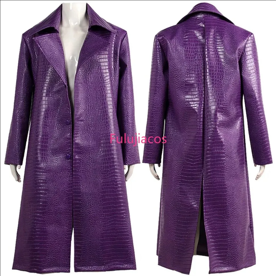 

Joker Cosplay Purple Coat Costume Movie Leather Long Trench Coat