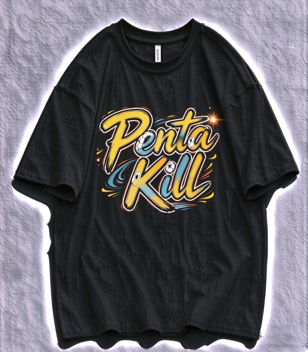 Penta Kill Print Round-neck Fashion Short-Sleeved T-shirt