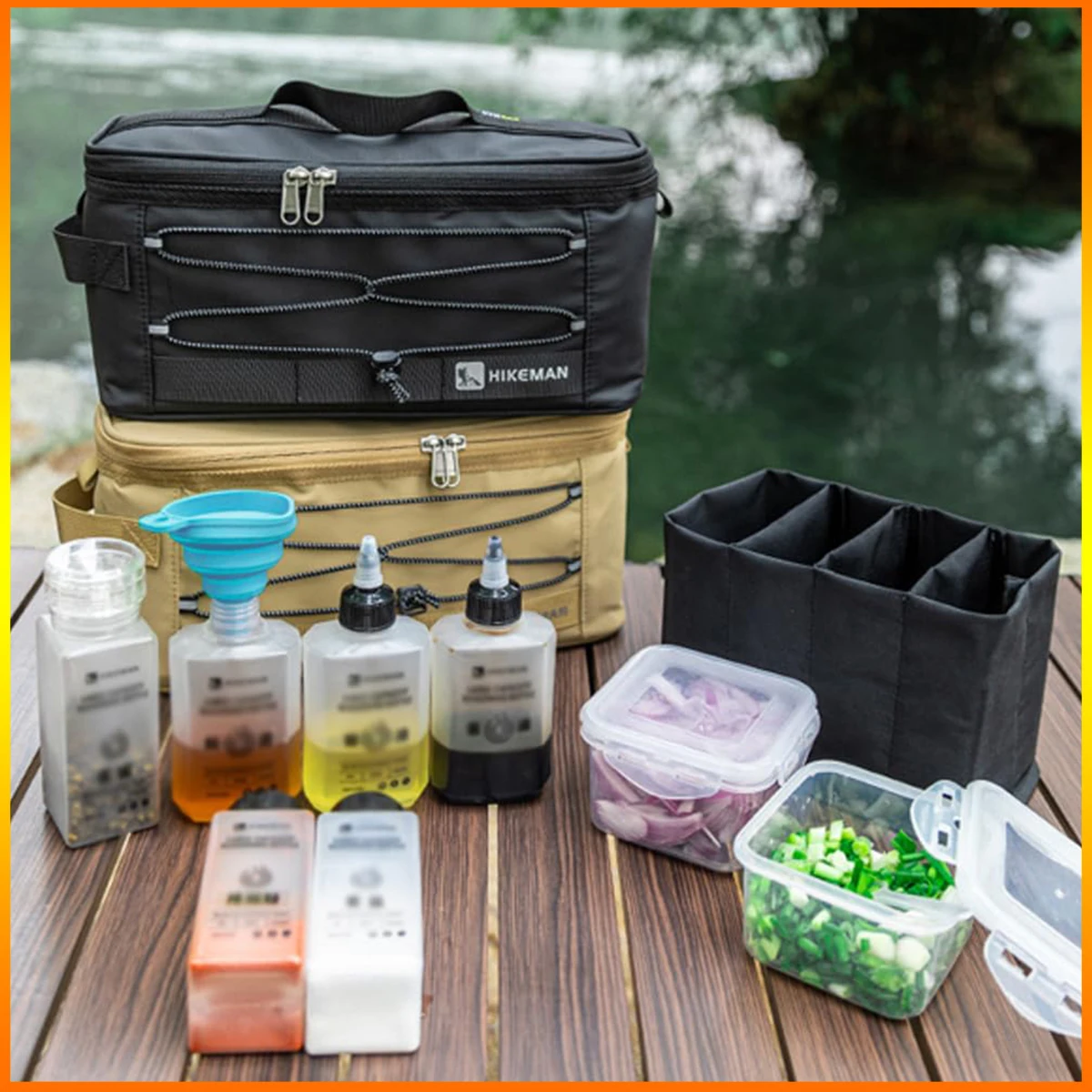 Outdoor Camping Seasoning Jars Storage Bag Condiment Storage Bag Portable BBQ Picnic Storage Multifunctional Bag 17 Pcs Set