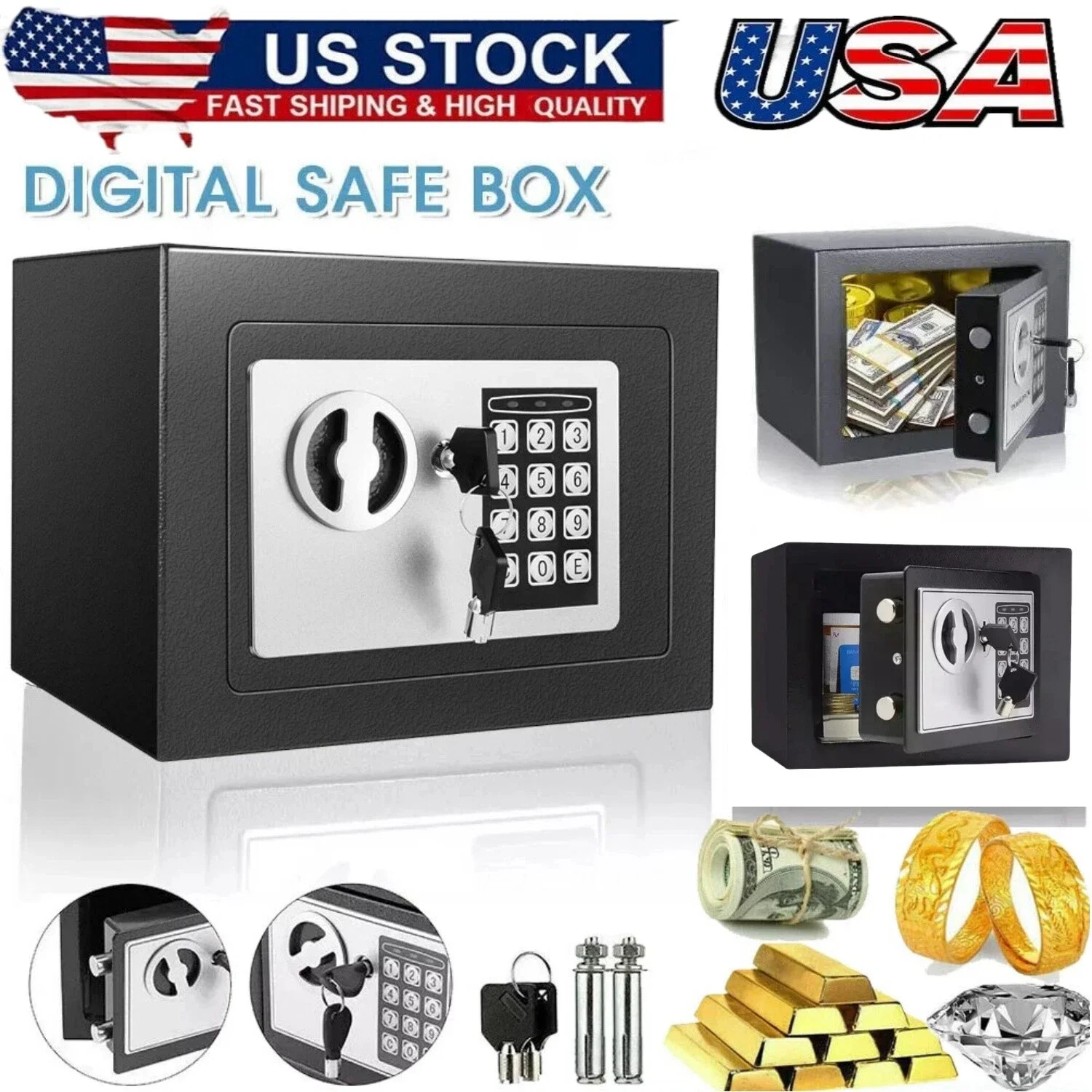 

Цифровой электронный сейф с клавиатурой, защитный ящик, огнестойкий замок, электронный замок, небольшой запираемый бытовой шкаф для хранения