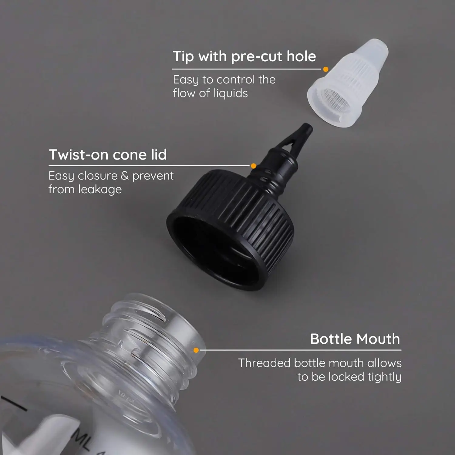 Mini flacons compte-gouttes vides en plastique transparent, 30ml-500ml, avec échelle et bouchon torsadé, conteneurs d'encre rechargeables pour peinture, bricolage, 10/30 pièces